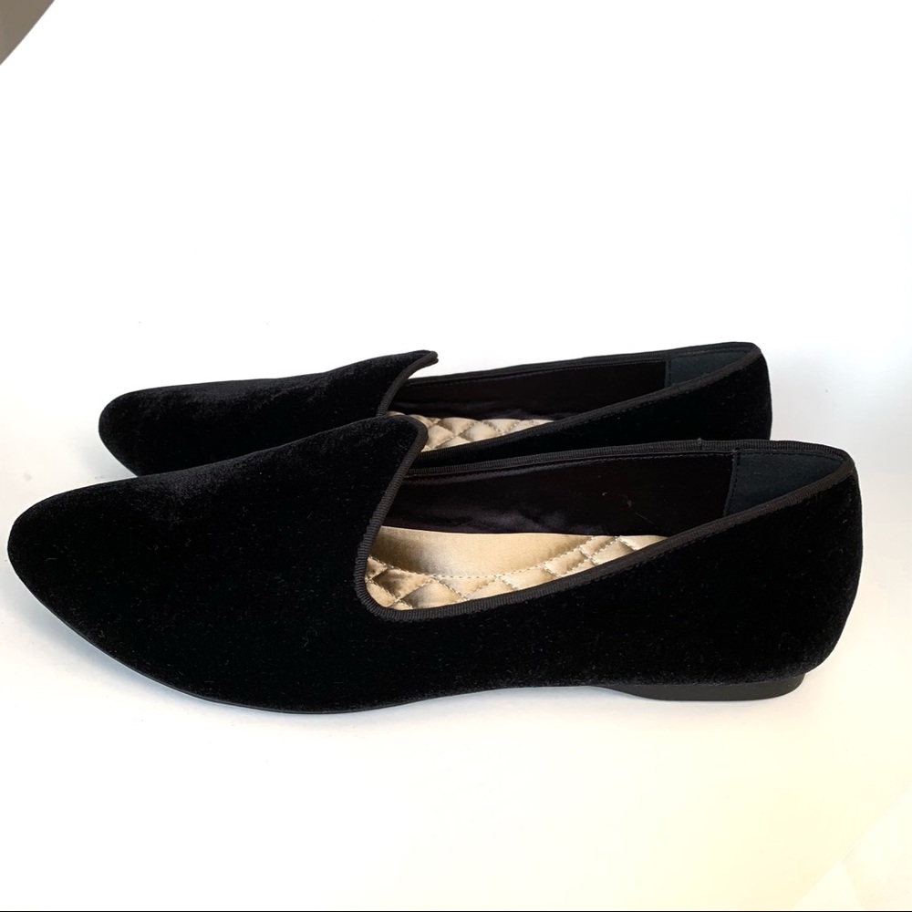 Birdies The Heron Black Velvet Vegan Flat Size 8